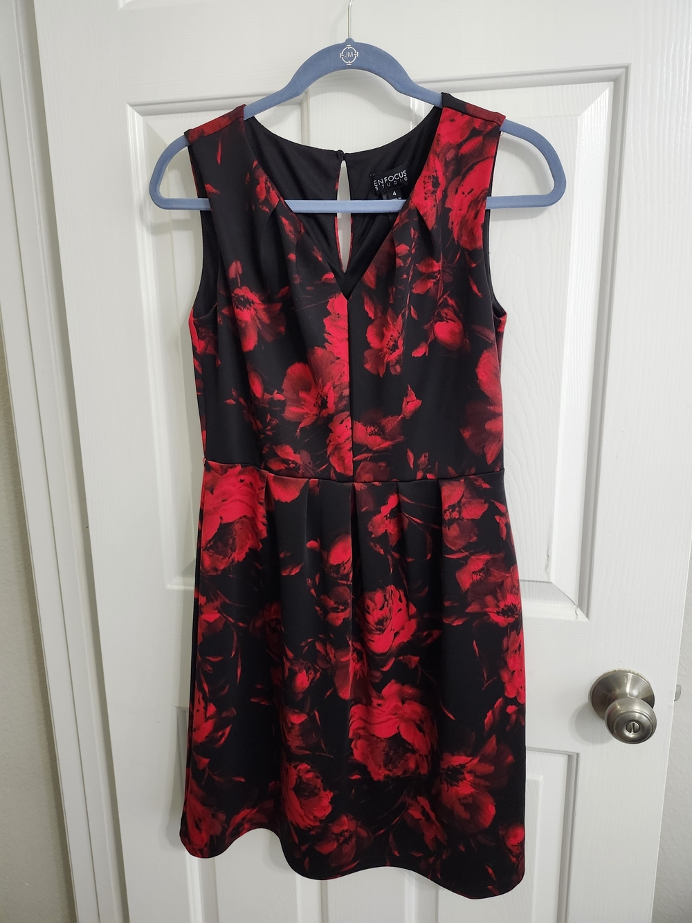 ENFOCUS Studio Black and Red Floral Midi Dress